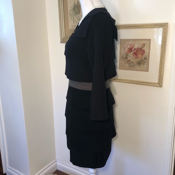 Randall Leoffler Black Wool LngSlv Layered Dress - Picture 3 of 8